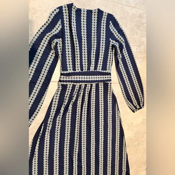Boden Navy Blue Polka Dot Stripe Wrap Dress | US 2 / UK 6 | Like New - Picture 7 of 9
